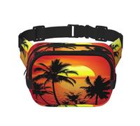 FEYUNYAN Große quadratische Hüfttasche, doppellagig, Crossbody-Bauchtasche, wasserabweisend, Köpertasche mit verstellbarem Gürtel und Anti-Diebstahl-Tasche zum Wandern, Radfahren, tropischer