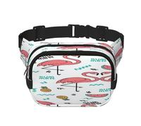 FEYUNYAN Große quadratische Hüfttasche, doppellagig, Crossbody-Bauchtasche, wasserabweisend, Köpertasche mit verstellbarem Gürtel und Anti-Diebstahl-Tasche zum Wandern, Radfahren, rosa Flamingo, 23 x