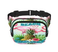 FEYUNYAN Große quadratische Hüfttasche, doppellagig, Crossbody-Bauchtasche, wasserabweisend, Köpertasche mit verstellbarem Gürtel und Diebstahlschutztasche, zum Wandern, Radfahren, tropischer Flamingo