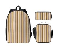 FEYUNYAN Schulrucksack für Mädchen und Jungen, Gelb Streifen Druck Schulranzen 3er Set, 15 Zoll Laptop Rucksack, Isolierte Lunchtasche Federmäppchen Mittelschultasche für Teen Jugend Studenten, Gelb