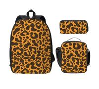 FEYUNYAN Schulrucksack für Mädchen und Jungen, Leopardenmuster Schulranzen 3er Set, 15 Zoll Laptop Rucksack, Isolierte Lunchtasche, Federmäppchen, Mittelschultasche für Teen Jugendliche Studenten