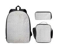 FEYUNYAN Schulrucksack für Mädchen und Jungen, Old White Brick Wall Print Schulranzen 3er Set, 15 Zoll Laptop Rucksack, Isolierte Lunchtasche, Federmäppchen, Mittelschultasche für Teen Jugend
