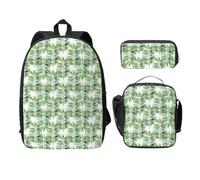 FEYUNYAN Schulrucksack für Mädchen und Jungen, Palmendruck Schulranzen 3er Set, 15 Zoll Laptop Rucksack, Isolierte Lunchtasche, Federmäppchen, Mittelschultasche für Teen Jugendliche Studenten, Palme