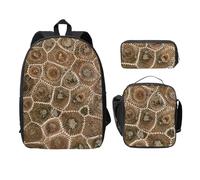 FEYUNYAN Schulrucksack Mädchen Jungen, Petoskey Steindruck Schulranzen 3er Set, 15 Zoll Laptop Rucksack, Isolierte Lunchtasche Federmäppchen Mittelschultasche für Teen Jugend Studenten, Petoskey Stein