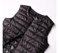 FFFZW Daunenweste Für Damen,Warmer Daunenmantel/Runder Kragen/Leichte Gesteppte Weste/Short Slim Zip/Gilet Für Damen Mädchen Winter Outdoor Klettern Reisen,Schwarz,3XL
