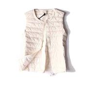 FFFZW Daunenweste Für Damen,Warmer Daunenmantel/Runder Kragen/Leichte Gesteppte Weste/Short Slim Zip/Gilet Für Damen Mädchen Winter Outdoor Klettern Reisen,Weiss,3XL