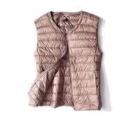 FFFZW Daunenweste Für Damen,Warmer Daunenmantel/Runder Kragen/Leichte Gesteppte Weste/Short Slim Zip/Gilet Für Damen Mädchen Winter Outdoor Klettern Reisen,Kaffee,L