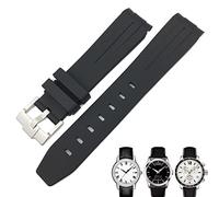 FFHAO 19 mm 20 mm gebogenes Ende Gummi Armband für Tissot 1853 Lelocle PRC200 Rolex Submariner Hamilton Omega Wasserdichtes Uhrenarmband, 19 mm, Achat