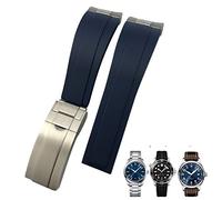 FFHAO 20 mm Gummi-Uhrenarmband passend für IWC Mark Omega Seamaster 300 AT150 Metallglieder-Gummi-Uhrenarmband mit gebogenem Ende, 20 mm, Achat