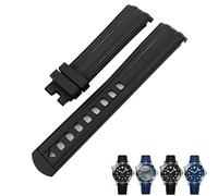 FFHAO 20mm FKM Gummi Armband 20mm Für Omega New Seamaster 300 AT150 Schwarz Blau Grün Tauchen Wasserdicht Weiche Band, Without Buckle, Achat