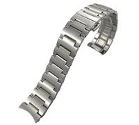 FFHAO 21 mm massives Edelstahl-Uhrenarmband für MIDO M021.431 für MIDO 40 mm Commander Watch Serie, silbernes Herrenarmband, 21mm, Achat