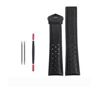 FFHAO 22mm Echtes Kalbsleder Armband Für TAG Für Heuer Strap MONACO CARRERA Qualität Leder Armband, 22 mm, Schwarz