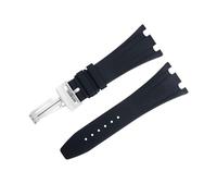 FFHAO 28mm Weiche Fluorkautschuk FKM Gummi Fit Für AP Strap 26170 26176 25940 Für Audemars Piguet Uhrenarmband Faltschließe Armbänder, 28mm, Achat