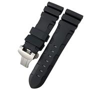 FFHAO Gummi-Uhrenarmband, 22 mm, 24 mm, 26 mm, Silikonarmband für Panerai wasserdichte Armbanduhr, 22mm silver buckle, Achat
