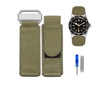 FFHAO Nylon-Uhrenarmband für Seiko Tudor Rolex BR, Klettverschluss, Sportarmband, Stahlschnalle, Nato-Armband, 22 mm, 24 mm, Schwarz / Blau, 22 mm, Achat