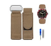 FFHAO Nylon-Uhrenarmband für Seiko Tudor Rolex BR, Klettverschluss, Sportarmband, Stahlschnalle, Nato-Armband, 22 mm, 24 mm, Schwarz / Blau, 22 mm, Achat