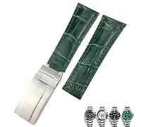 FFHAO Uhrenarmband aus echtem Leder, 20 mm, für Rolex Yatch Master Submariner Daytona Schwarz Grün Alligator Muster Uhrenarmband, 20 mm, Achat