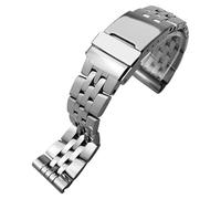 FFHAO Uhrenarmband aus Edelstahl, 20 mm, 22 mm, 24 mm, massives Armband, geeignet für Breitling Superocean Heritage, glänzendes Silberarmband, 22 mm, Achat