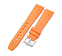 FFHDJL 20 mm Natur-Fluorkautschuk-Uhrenarmband mit gebogenem Ende. Ersatz für Rolex-Armband. Neue grüne Submariner Explorer 2 Rollen-Uhrenarmbänder(Orange)