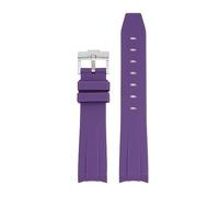 FFHDJL 20 mm Natur-Fluorkautschuk-Uhrenarmband mit gebogenem Ende. Ersatz für Rolex-Armband. Neue grüne Submariner Explorer 2 Rollen-Uhrenarmbänder(Deep purple)