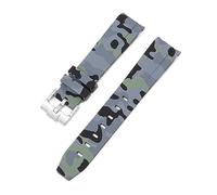 FFHDJL 20 mm Natur-Fluorkautschuk-Uhrenarmband mit gebogenem Ende. Ersatz für Rolex-Armband. Neue grüne Submariner Explorer 2 Rollen-Uhrenarmbänder(CamouflageGrey)