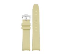 FFHDJL 20 mm Natur-Fluorkautschuk-Uhrenarmband mit gebogenem Ende. Ersatz für Rolex-Armband. Neue grüne Submariner Explorer 2 Rollen-Uhrenarmbänder(Beige)