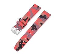 FFHDJL 20 mm Natur-Fluorkautschuk-Uhrenarmband mit gebogenem Ende. Ersatz für Rolex-Armband. Neue grüne Submariner Explorer 2 Rollen-Uhrenarmbänder(Camouflage bright red)