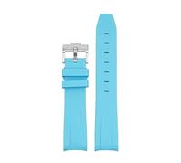 FFHDJL 20 mm Natur-Fluorkautschuk-Uhrenarmband mit gebogenem Ende. Ersatz für Rolex-Armband. Neue grüne Submariner Explorer 2 Rollen-Uhrenarmbänder(Light blue)