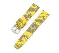 FFHDJL 20 mm Natur-Fluorkautschuk-Uhrenarmband mit gebogenem Ende. Ersatz für Rolex-Armband. Neue grüne Submariner Explorer 2 Rollen-Uhrenarmbänder(Digital Yellow)