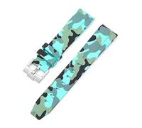 FFHDJL 20 mm Natur-Fluorkautschuk-Uhrenarmband mit gebogenem Ende. Ersatz für Rolex-Armband. Neue grüne Submariner Explorer 2 Rollen-Uhrenarmbänder(Camouflage cyan)