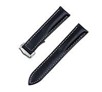 FFHDJL 20mm echte Kuhleder Uhrenband für Omega Gurt Seamaster 300 De ville AT150 Aqua Terra 150 WatchBand Bereitstellungs -Schnalle Tool(Black with Buckle)