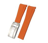 FFHDJL 21mm 22mm Schwarz Rot Blau Gummi Armband Für Rolex DEEPSEA Sea-Dweller Submariner 41mm Tauchen Wasserdichte Silikon armband(Orange,21mm DEEPSEA)