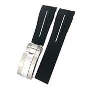 FFHDJL 21mm 22mm Schwarz Rot Blau Gummi Armband Für Rolex DEEPSEA Sea-Dweller Submariner 41mm Tauchen Wasserdichte Silikon armband(White,21mm Submariner)