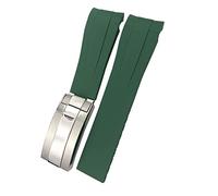 FFHDJL 21mm 22mm Schwarz Rot Blau Gummi Armband Für Rolex DEEPSEA Sea-Dweller Submariner 41mm Tauchen Wasserdichte Silikon armband(Green,21mm Submariner)