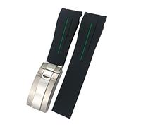 FFHDJL 21mm 22mm Schwarz Rot Blau Gummi Armband Für Rolex DEEPSEA Sea-Dweller Submariner 41mm Tauchen Wasserdichte Silikon armband(Black Green,22mm DEEPSEA)