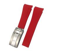 FFHDJL 21mm 22mm Schwarz Rot Blau Gummi Armband Für Rolex DEEPSEA Sea-Dweller Submariner 41mm Tauchen Wasserdichte Silikon armband(Red,21mm Submariner)