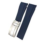 FFHDJL 21mm 22mm Schwarz Rot Blau Gummi Armband Für Rolex DEEPSEA Sea-Dweller Submariner 41mm Tauchen Wasserdichte Silikon armband(Blue,22mm DEEPSEA)