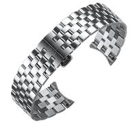 FFHDJL Präzisionsstahl-Uhrenarmbandkette für Tissot T122 Carson Zhenme 1853 Herren T122410a T122407A T122207A Armband 20 mm(Silvery)