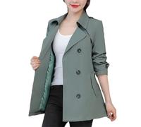 Ffnkrnfi Kurzmantel Windjacke Für Damen - Frühlings-Trenchcoat, Kurzer, Einfarbiger Mantel, Zweireihige Oberbekleidung