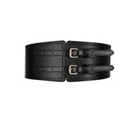 FFWTPY Breiter Korsett Taillengürtel Damen Elastisch Zweischnallen Vintage Stretch Leder Gürtel Taillengürtel Akzentgürtel