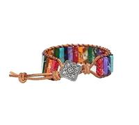 FFWTPY Edelstein Perlen Armband Naturstein Perlenarmband Boho Armbänder Verstellbare Schnur Schmuck für Damen und Herren Energiearmband