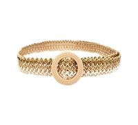 FFWTPY Gürtel Damen Stroh Geflochten Elastischer Stretch Waist Belts Sommer Strand Kleidgürtel Mode Boho Taillengürtel mit Runde Schnalle für Kleider Hemden Jeans