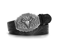 FFWTPY Gürtel für Herren Western Leder Schnallengürte für Männer Frauen Cowboy Cowgirl Ledergürtel Herrengürtel für Jeans (115CM)