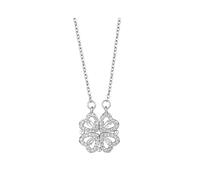 FFWTPY Kleeblatt Halskette mit Kristall Anhänger Glücksbringer Schmuck Damen Kette Elegant Zeitlos Klassisch Stilvoll
