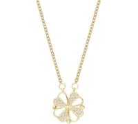FFWTPY Kleeblatt Halskette mit Kristall Anhänger Glücksbringer Schmuck Damen Kette Elegant Zeitlos Klassisch Stilvoll