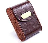 FGDFGDG Leder Zigarettenetui Massivholzrahmen Magnetknopf Holz Zigarettenschachtel Halter für Männer Frauen, kann 20 Zigaretten aufnehmen,Braun