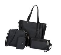 FGDTREE Anspruchsvolle Damentasche mit PU-Leder Crossbody Geldbörse und Schultertaschen, lässiger Kartenhalter, Handtasche, modische Umhängetasche, 4 Stück, Schwarz , One Size