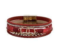 FGDTREE Modisches mehrschichtiges geflochtenes Lederarmband mit böhmischem Charme, verstellbare Handgelenkkette, Schmuck für Frauen, stapelbares Armband