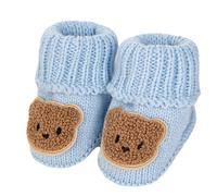 FGDTREE Socken für Neugeborene mit Bärenmotiv und gerippten Bündchen, bequeme Babysocken, Wollsocken, Paar für sicheres 0-12 Monate warmes Baby, blau, Einheitsgröße