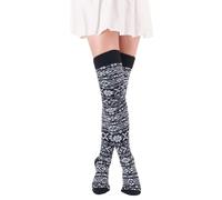 FGFD&OU Kniestrümpfe Damen Thermosocken Strick Strümpfe Overknee Socken Weihnachtssocken für Frauen (Xmas-Schwarz)